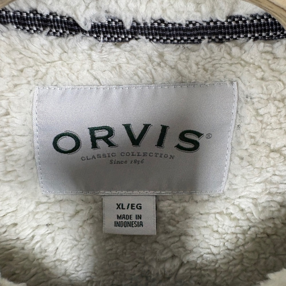 Orvis Mens XL Sherpa Lined Quarter Zip Pullover Textured Knit Grey - Picture 4 of 5